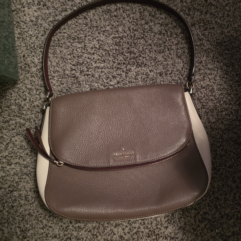 Kate Spade Taupe and Ivory Shoulder Bag